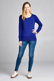 Ladies fashion long sleeve crew neck classic sweater