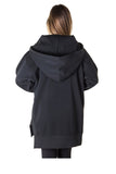 Ladies fashion fleece zip up sweatshirt oversize long hoodie outerwear jacket with applique