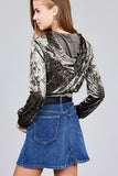 Ladies fashion long sleeve hoodie w/drawstring ice velvet crop top