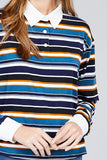 Ladies fashion long sleeve multi striped dty brushed shirts