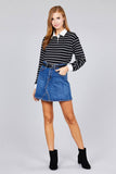 Ladies fashion plus size long sleeve striped dty brushed shirts
