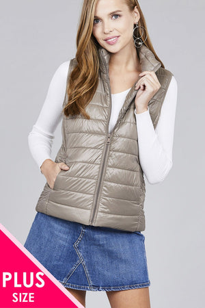 Ladies fashion plus size quilted padding vest