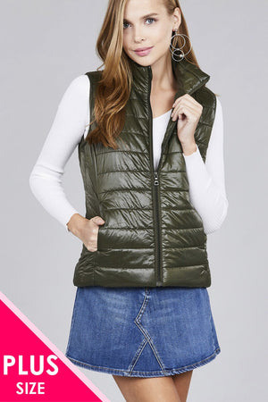 Ladies fashion plus size quilted padding vest