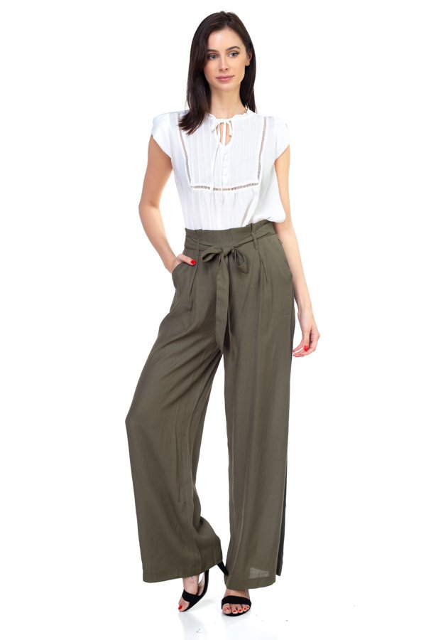 Belted Wide Leg Pants