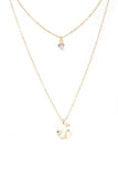 Hammered Circle Charm Layered Necklace
