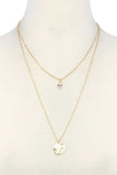 Hammered Circle Charm Layered Necklace