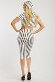 Pin Striped, 3 Piece Top, Capri Legging And Scarf Set