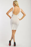 Solid Sleeveless Dress With Scoop Neck, Low Back And Front Cutout