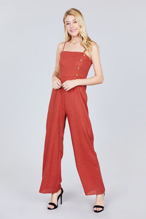 Button Down Cami Linen Jumpsuit