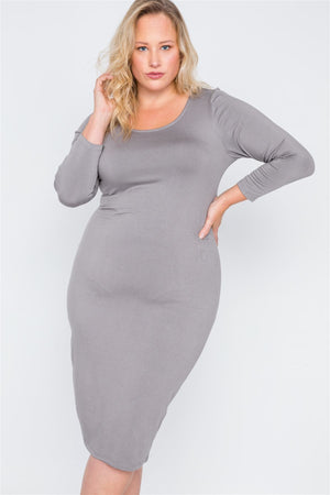 Plus Size Basic Bodycon Midi Dress