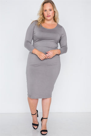 Plus Size Basic Bodycon Midi Dress