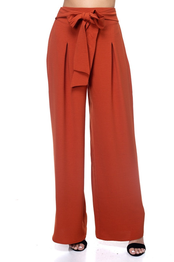 Belted Pleated Palazzo Pants