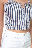 Stripe Button Down Cropped Top