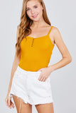 Front Button Down Detail Rayon Spandex Rib Cami Knit Top