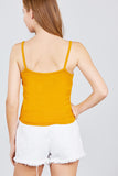 Front Button Down Detail Rayon Spandex Rib Cami Knit Top