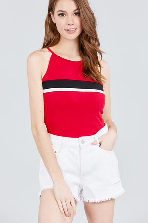 Halter Neck Color Block Knit Top