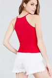 Halter Neck Color Block Knit Top