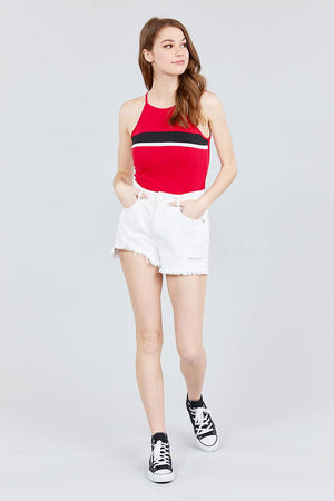 Halter Neck Color Block Knit Top