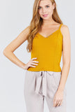 V-neck W/snap Button Detail Cami Rayon Spandex Heavy Rib Knit Top