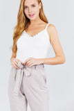 V-neck W/snap Button Detail Cami Rayon Spandex Heavy Rib Knit Top