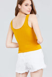 Double Scoop Neck Color Block Knit Tank Top