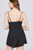 Front Tie Detail Dot Print Cami Romper