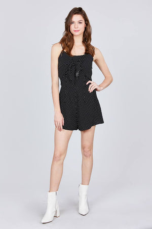 Front Tie Detail Dot Print Cami Romper