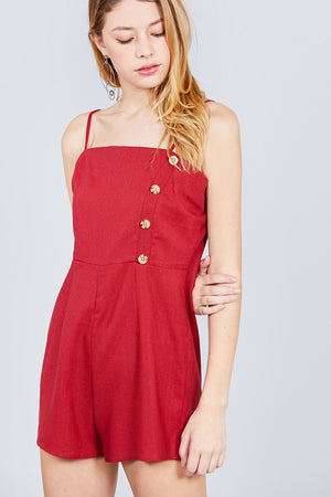 Button Down Cami Linen Romper