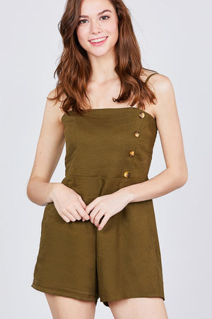 Button Down Cami Linen Romper