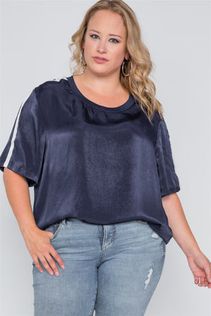 Plus Size Color Block Short Sleeve Top