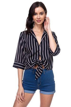 Stripe Knot Top Shirt