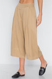 Khaki High Waist Cropped Wide Leg Pants