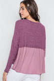 Berry Long Sleeve Knit Button-front Combo Cardigan