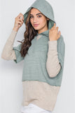 Dark Sage Combo Hooded Long Sleeve Sweater