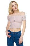 Hook & Eye Ribbed Off The Shoulder Top