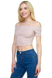 Hook & Eye Ribbed Off The Shoulder Top