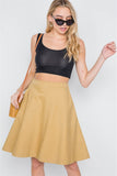 Khaki High Waist Solid A-line Midi Skirt