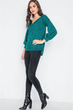 Teal Fuzzy Long Sleeve V-neck Sweater