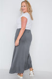 Plus Size Charcoal Basic Front Slit Maxi Skirt