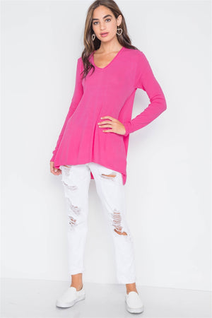 Knit V-neck Casual Solid Long Sleeve Sweater