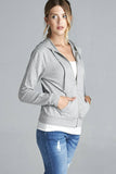 Long Sleeve Zipper French Terry Jacket W/ Kangaroo Pocket