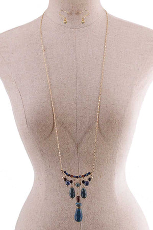 Fashion Multi Stone Drop Necklace