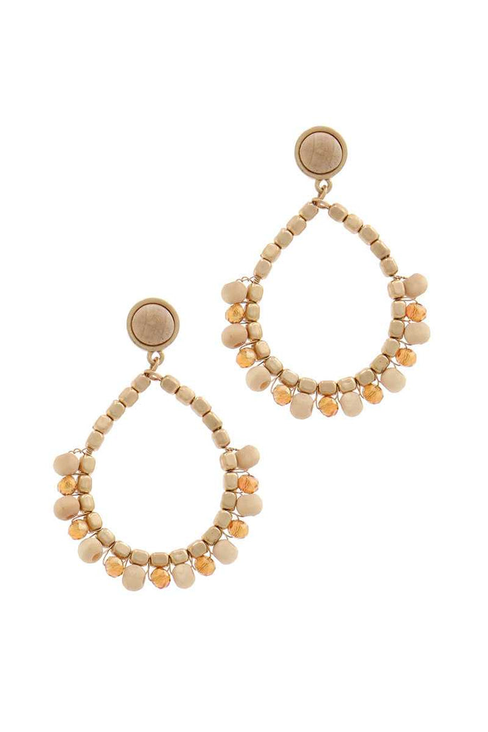 Circle Beaded Post Drop Earring