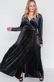 Plus Size Velvet Surplice Neck Maxi Dress