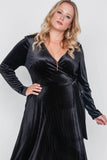 Plus Size Velvet Surplice Neck Maxi Dress