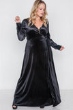 Plus Size Velvet Surplice Neck Maxi Dress