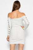 Off The Shoulder Knit Sweater Dres