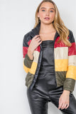 Multi Color Block Zip-up Puffer Jacket