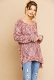 Multi Color Long Sleeve V-neck Soft Knit Pullover