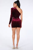 One Shoulder Velvet Dress